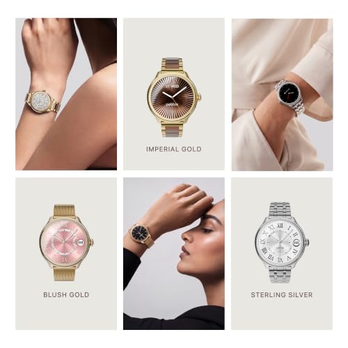Pebble Opal Newly Launched Smart Watch for Women | Super AMOLED, Classic Design, Glossy Metallic Finish, Stainless Steel Strap, 100+ Watch Faces, Cycle & Sleep Tracking | Imperial Gold