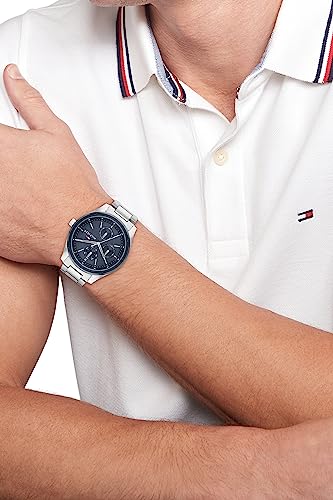 Tommy Hillfiger Tyler Quartz Multifunction Blue Dial Silver Stainless Steel Strap Watch for Men