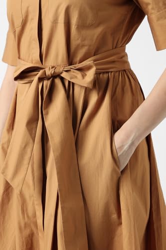 Women Yellow Ochre Solid Calf-Length Casual Dress