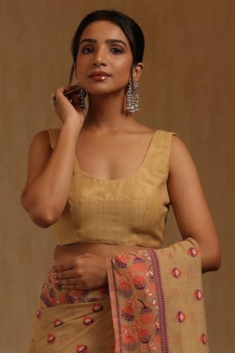 Soch Womens Beige Chanderi Woven Design Saree