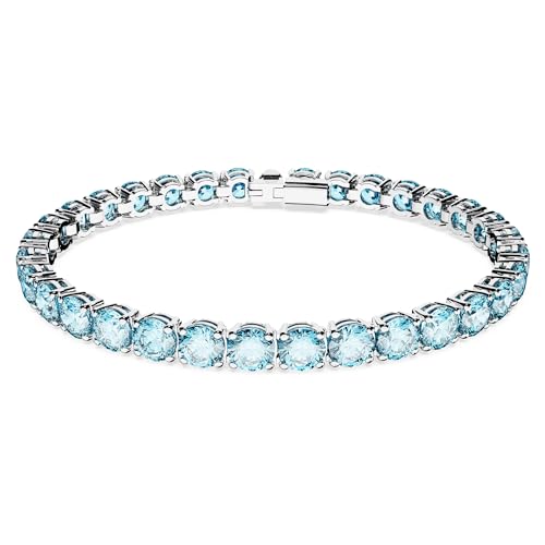 Swarovski Matrix Tennis bracelet, Round cut, Blue, Rhodium plated