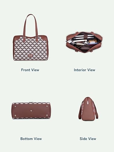 ZOUK Conference Office Bag | Padded Laptop Compartment up to 14 inch | Stylish Tote Bags for Women | Big Size Handbag for Office & Travel Use | Water-Resistant | Bidri Kaiser