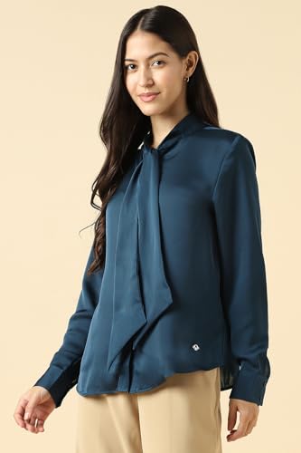 Women Navy Solid Long Sleeves Shirt
