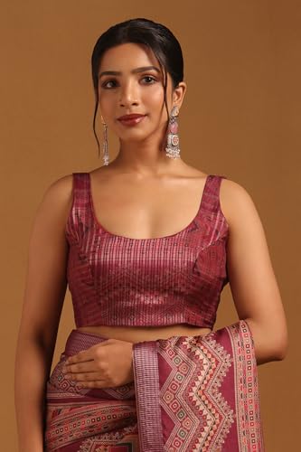 Soch Womens Magenta Tussar Ethnic Motifs Saree