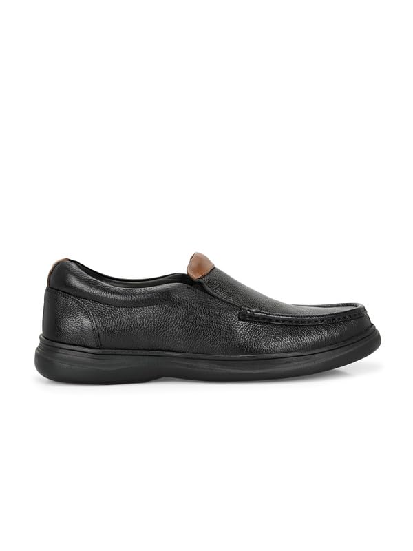 HITZ Men's Black Leather Slip On Shoes