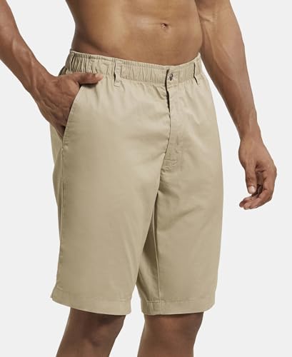 Jockey Men's Straight Fit Shorts (1203_Khaki_Medium)
