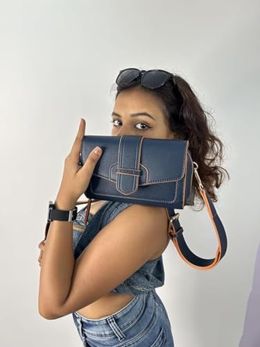 Ceres Cross Body Fit Sling Bag Women Use Travel office Business Faux Leather - 22JY29 (Blue)
