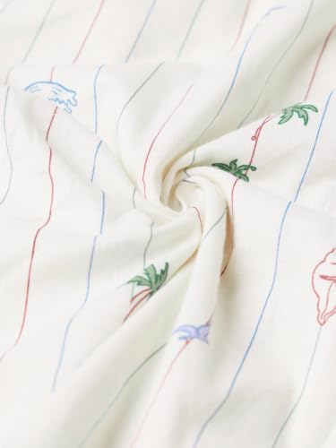 The Souled Store Beach Stripes Women and Girls Full Sleeves Spread Collar Off White Printed Cotton Oversized Fit Lightweight Summer Ready Shirt for Casual Wear