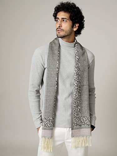 Ravaiyaa - Attitude is everything Men's Geometric Pattern Woolen Muffler Casual Winter Wool Muffler Scarf (Dark Grey)