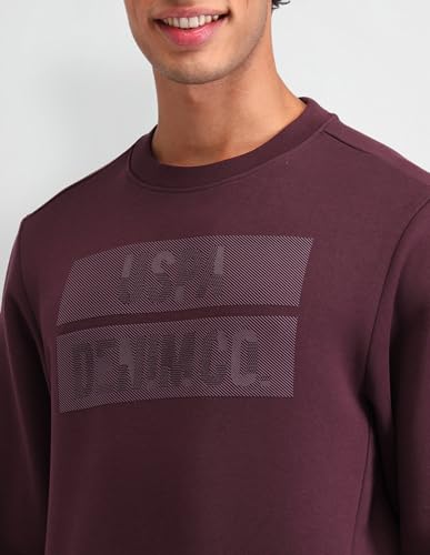 U.S. Polo Assn. Denim Co. Men's Purple Logo Crew Neck Long Sleeve Casual Cotton Regular Fit Sweatshirt (UDSWS0489_Purple_XL)