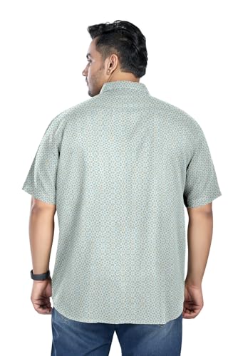Pluss Tribe - Mens Plus Size Printed Shirts - Pure Cotton - Digital Print - Ideal for Casual, Office D010 - Size - 5XL