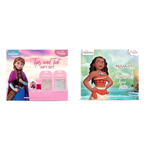 RENEEPrincess by Tips & Tint Beauty Gift Set For Preteens Popsicle Lip Balm- AnnaPrincess By Disney Moana’s Tropical Trio Nail & Lip Kit Beachy Peachy Lip Balm
