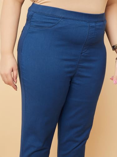 Max Women Solid Jeggings (Blue_3XL)
