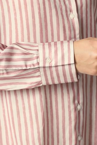 Women Pink Stripe Long Sleeves Formal Shirt