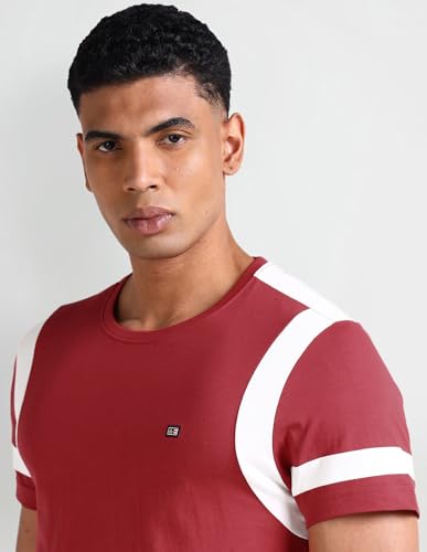 Arrow Sport Mens Red Solid Crew Neck Short Sleeve Men's T-Shirts & Polos (ASAEOTS5128_Red_XL)