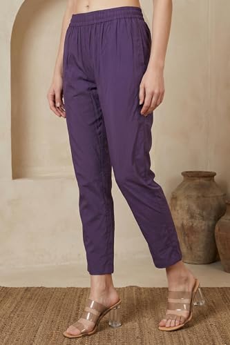 W for Woman Purple Floral Printed Rayon A-Line Kurta with Pants Co-ord Set - (WS14519K-128181-XS)