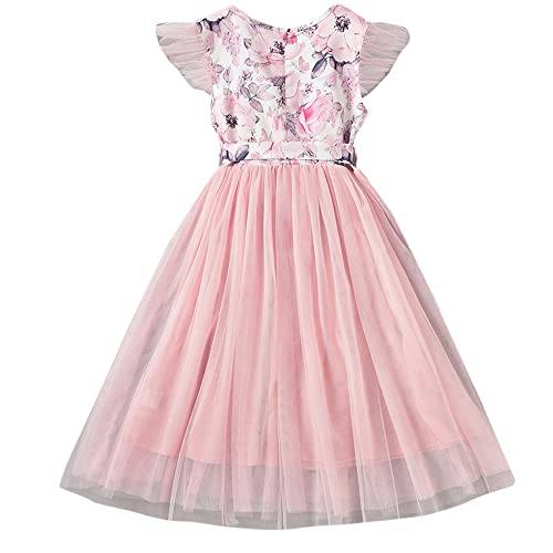 Hopscotch Girls Polyester-Blend Floral Print Casual Dress In Pink Color For Ages 10-11 Years (GOE-4164032)