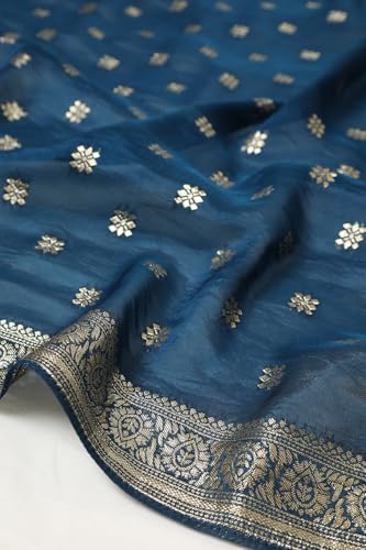 Soch Womens Blue Brocade Bandhani Chudidar Set With Zari