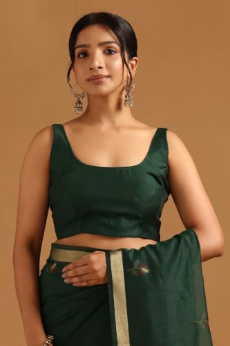 Soch Womens Green Chanderi Woven Design Saree