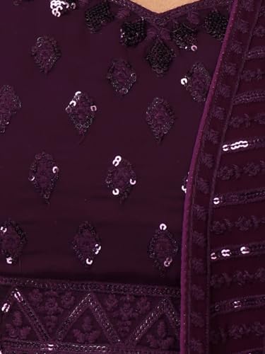 Zeel Clothing Womens Georgette Lehenga Choli Semi-Stitched Purple Free Size