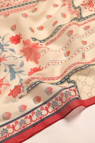 Soch Womens Cream Mul Chanderi Floral Salwar Suit With Hand Embroidery and Bead Details