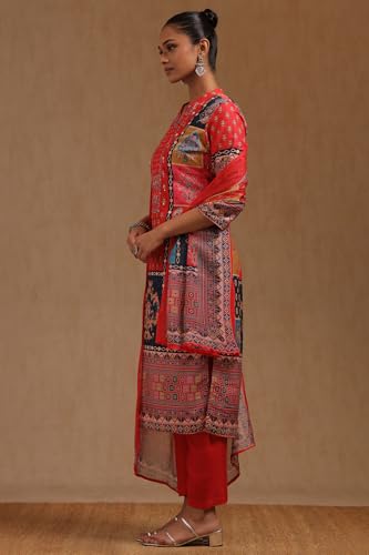 Soch Womens Multicolour Muslin Ethnic Motifs Suit Set With Beads