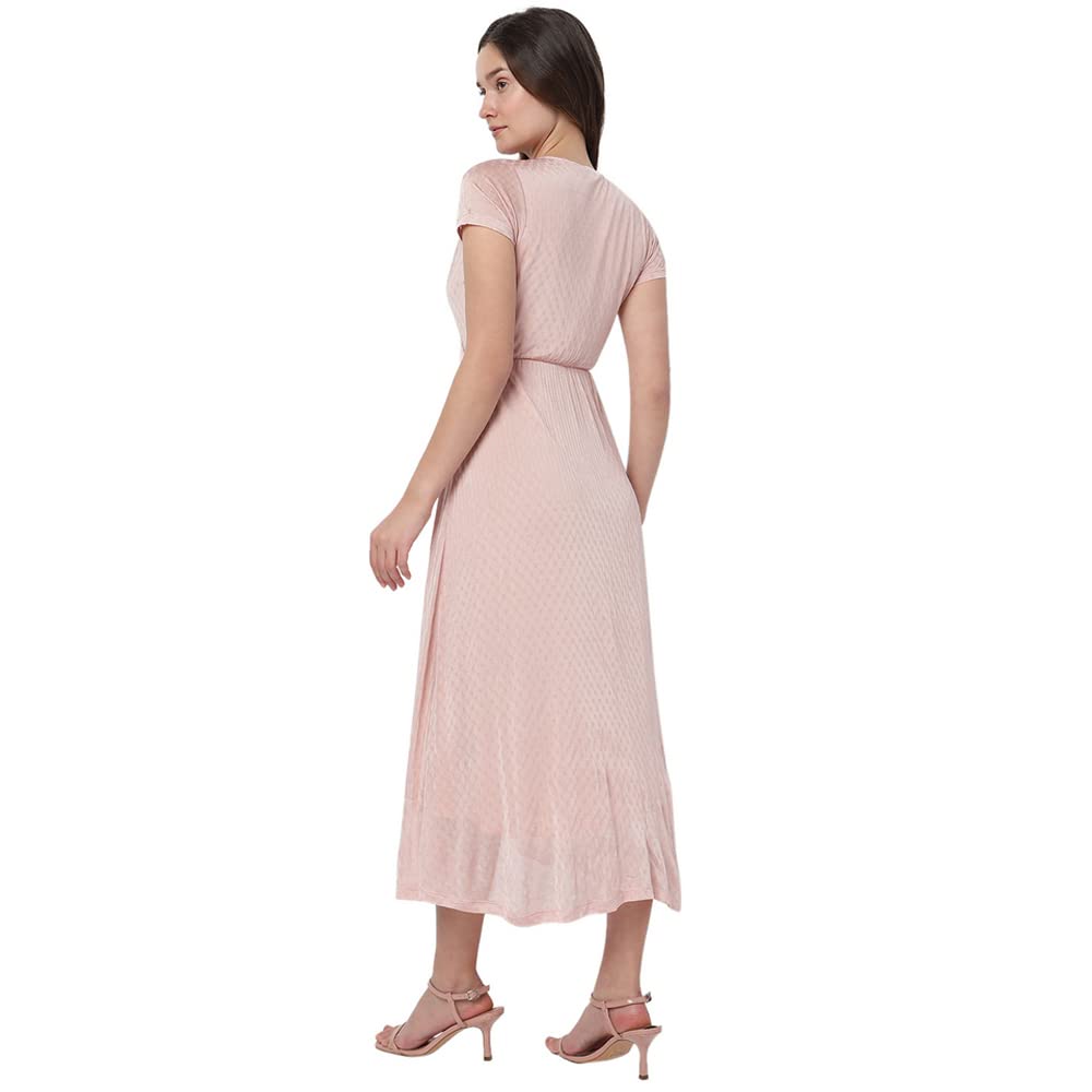 Vero Moda Women's Viscose A-Line Midi Dress (120559901-Misty Rose_Misty XS)