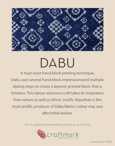 Fabindia Indigo Rayon Blend Dabu Printed Lehenga, Dupatta & Choli Set