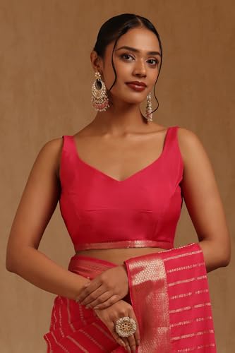 Soch Womens Fuchsia Georgette Stripes Zari Woven Saree