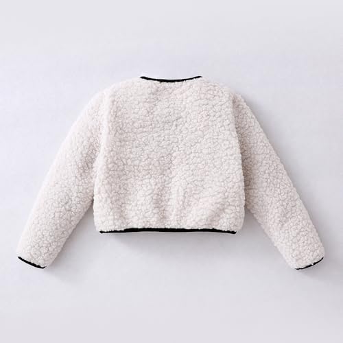 Hopscotch Girls White Full Sleeves Floral Applique Fleece Jacket For Age (6-7 Years)