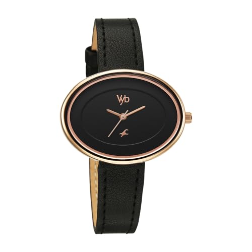 Fastrack Vyb Mirage Quartz Analog Black Dial Black Split Leather Strap Watch for Women - FV60103WL01W