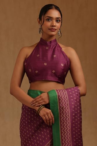 Soch Womens Purple Tussar Woven Designs Saree