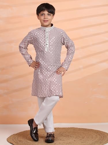 Pro-Ethic Style Developer Boys Cotton Kurta Pajama For Kid's Ethnic Wear | Cotton Kurta Pajama (S-268), 6-7 years, Pink