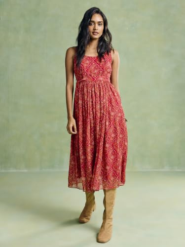 Aarke Ritu Kumar Wine Sanvii Midi Dress with Belt