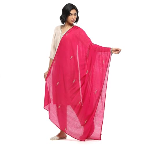BIBA Women's Pink Polyester Dupatta_Free Size
