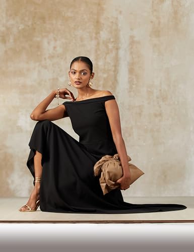 Marie Claire Women's Polyester a-line Standard Length Casual Dress (Mc10303-M_Black_M)