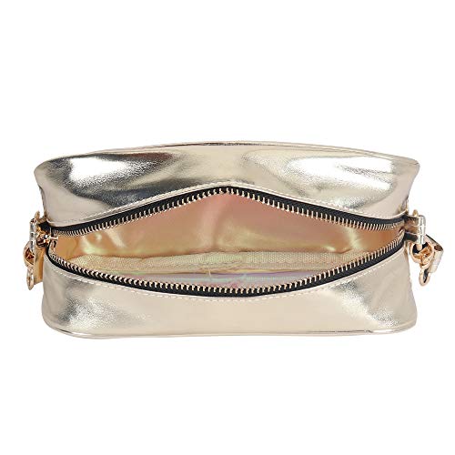 Hamster London Shiny Fur Handle Sling Bag for Girl's and Woman (Black, Size: 18X7X11 cm)