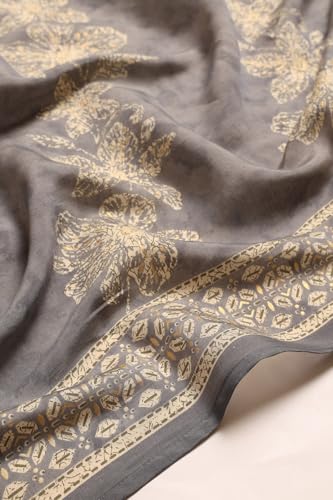 Soch Womens Grey Polyester Botanical Salwar Suit With Beads