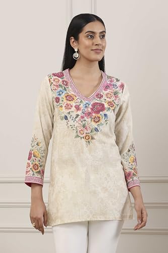Biba Women Beige Cotton Straight Shirt_40