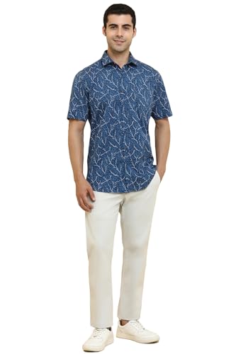 Allen Solly Men Blue Printed Half Sleeves Casual Shirt
