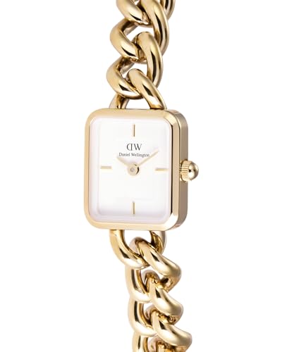 Daniel Wellington Jolie Analogue Watch for Women with White Rectangle Dial & Gold Stainless Steel Bracelet Band Water Resistant Women's Wrist Watches - DW00100836K