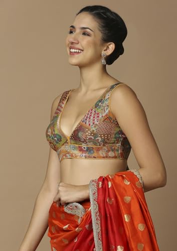 Salwar Studio Women's Mustard Woven Design Saree Blouse-LV-0007-MSTD-42