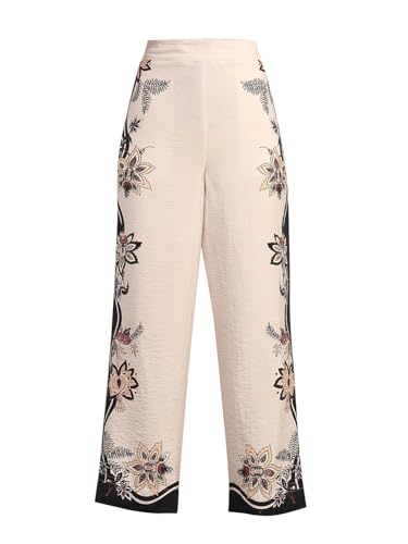 VERO MODA Women's Straight Fit High-Rise Beige Pants