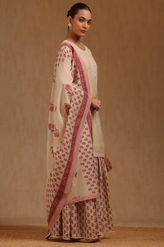 Soch Women's Chanderi Salwar Suit Set (EWA5CD22295_Beige