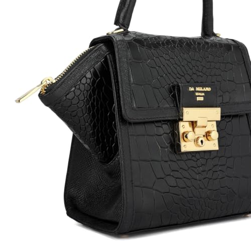 Da Milano Leather Shoulder Bag for Women - Black (LB-02419)