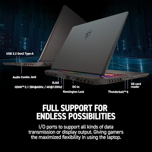 MSI Vector 16 HX AI 16” 144Hz FHD+ Gaming Laptop: Intel Core Ultra 7-255HX, NVIDIA Geforce RTX 5070Ti, 16GB DDR5, 512GB NVMe SSD, Thunderbolt 5, Wi-Fi 6E, Win 11 Home: Cosmo Gray A2XWHG-212US