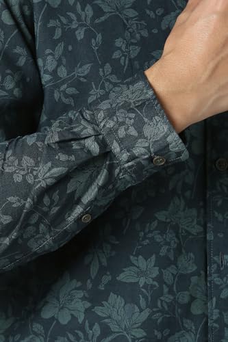 Men Navy Slim Fit Print Full Sleeves Casual Shirt