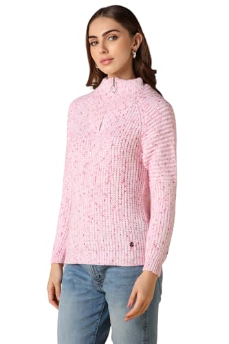 Allen Solly Women's Acrylic Crew Neck Sweater (AHSWCRGFA39177_Pink