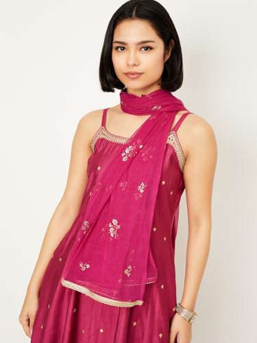 Max Women's Polyester Blend Kurta Set (CTKST54001_Pink