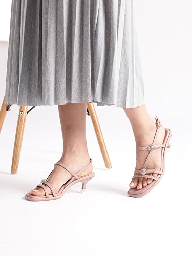 Marc Loire Women Embellished Fashion Sandals with Kitten Heels (Nude, UK Footwear Size System, Adult, Women, Numeric, Medium, 4)